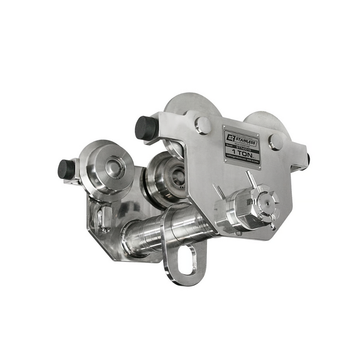 OZ Lifting Stainless Steel Push Beam Trolley, 1 ton capacity