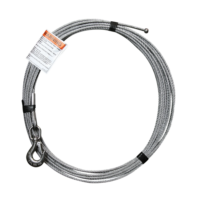 1/4" x 40' lift - Galvanized cable assembly with bare end with swivel hook with latch