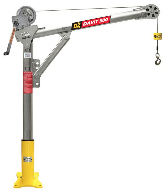 OZ Lifting Steel Davit Crane, 500lb- 2,500lb capacity