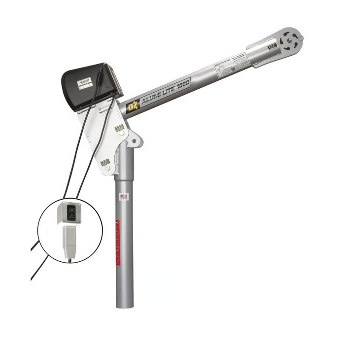 OZ Lifting Alumi-Lite® Davit Crane, 1000lb capacity, with 110V AC electric winch