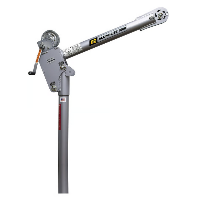 OZ Lifting Alumi-Lite® Davit Crane, 1000lb capacity, with 2500lb carbon steel brake winch