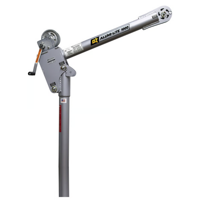 OZ Lifting Alumi-Lite® Davit Crane, 1000lb capacity, with carbon steel brake winch