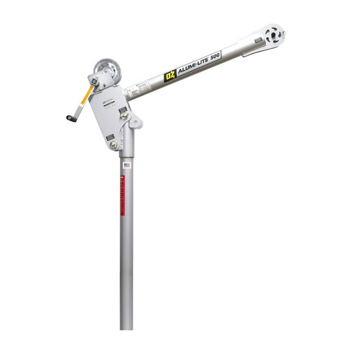 OZ Lifting Alumi-Lite® Davit Crane, 500lb capacity, with 2500lb carbon steel brake winch