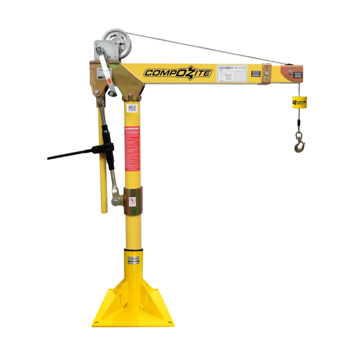OZ Lifting CompOZite® Davit Crane, 1200lb capacity, with carbon steel brake winch