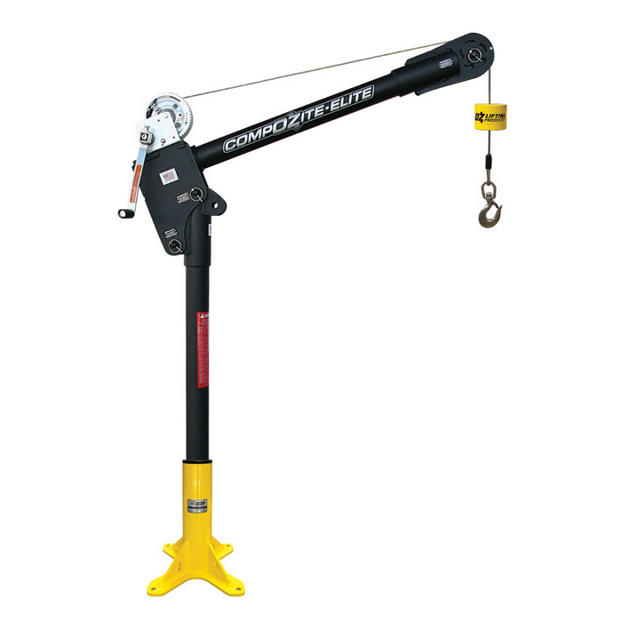 OZ Lifting CompOZite Elite® Davit Crane, 1200lb capacity, with carbon steel brake winch