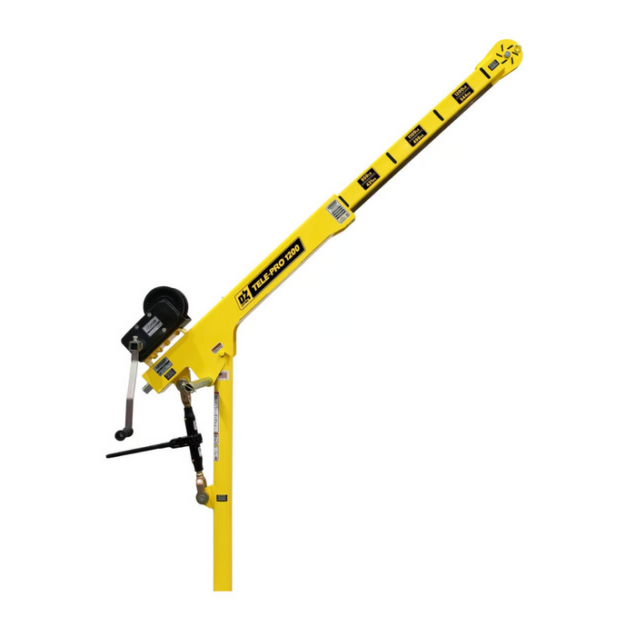 OZ Lifting Tele-Pro® Davit Crane, 1200lb capacity, with 2500lb carbon steel brake winch