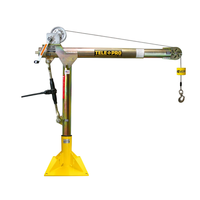 OZ Lifting Tele-Pro® Davit Crane, 1200lb capacity, with carbon steel brake winch