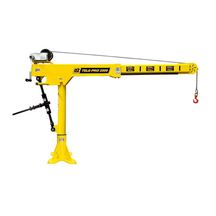 OZ Lifting Tele-Pro® Davit Crane, 2500lb capacity, with carbon steel brake winch