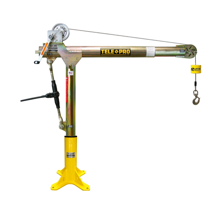 OZ Lifting Tele-Pro® Davit Crane, 500lb capacity, with carbon steel brake winch