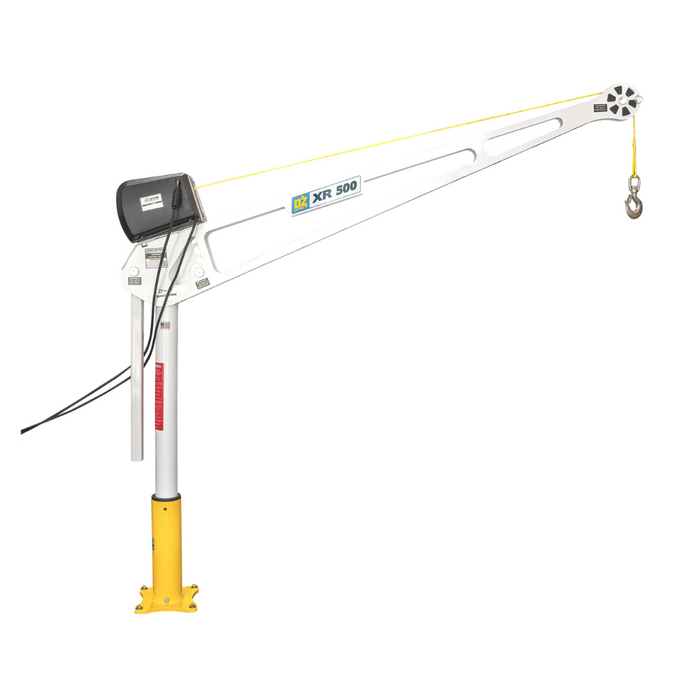 OZ Lifting XR Davit Crane, 500lb capacity, extended reach with DC electric winch