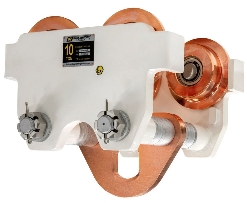 OZ Lifting Spark Resistant Push Beam Trolley, 1/2 ton - 10 ton capacity