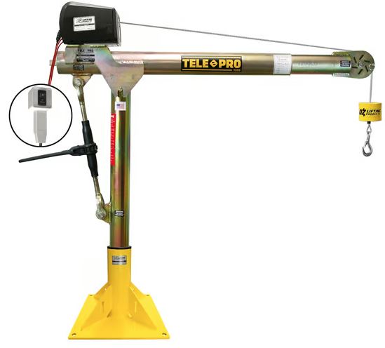 OZ Lifting Tele-Pro® Davit Crane, 500lb- 2,500lb capacity