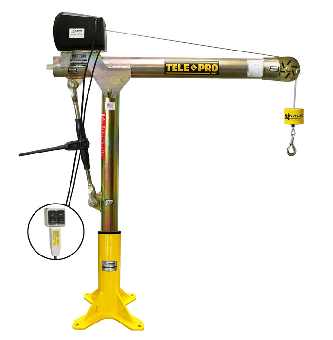 OZ Lifting Tele-Pro® Davit Crane, 500lb- 2,500lb capacity