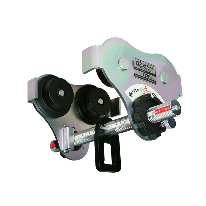 OZ Lifting USA Push Beam Trolley, 1 ton capacity with up to 12" flange width