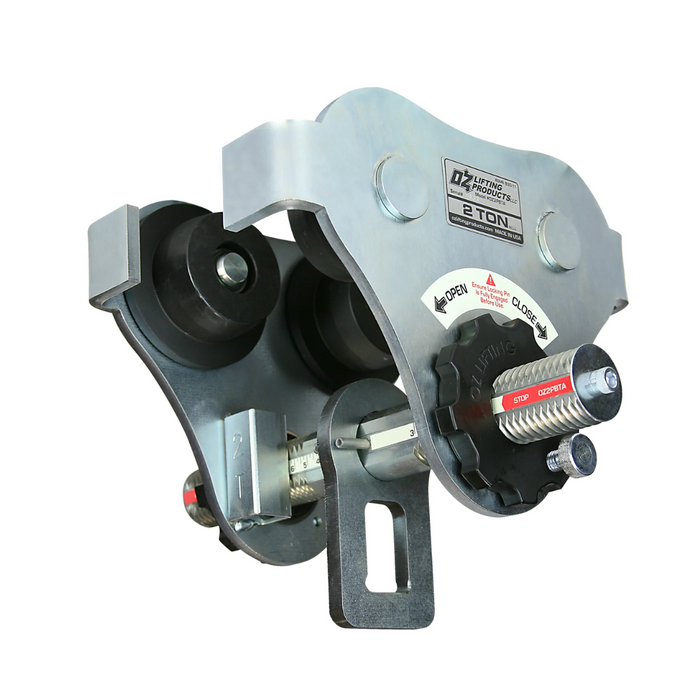 OZ Lifting USA Push Beam Trolley, 2 ton capacity with up to 8" flange width