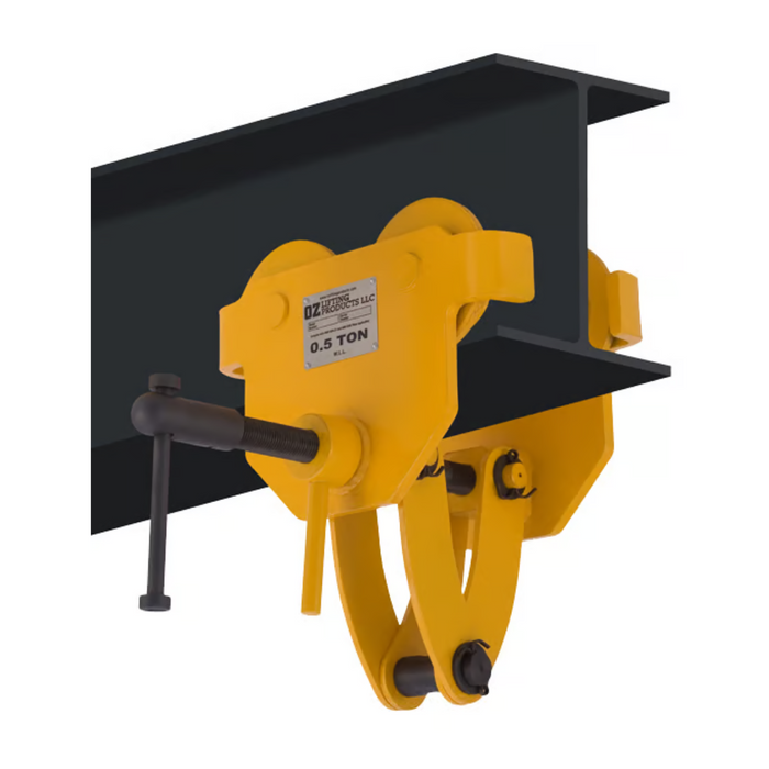 OZ Lifting Quick Adjust Beam Trolley, 1/2 ton capacity