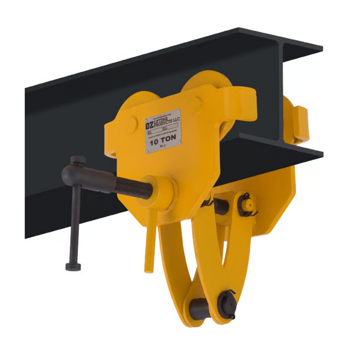 OZ Lifting Quick Adjust Beam Trolley, 10 ton capacity
