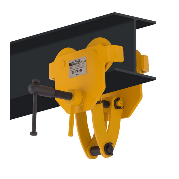 OZ Lifting Quick Adjust Beam Trolley, 3 ton capacity